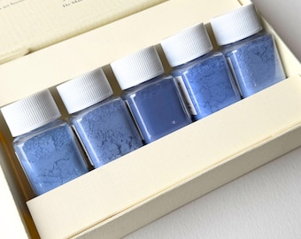 Genuine Lapis Lazuli Pigment Set, 5 Natural Ultramarine Blue Mineral Pigments for Artists