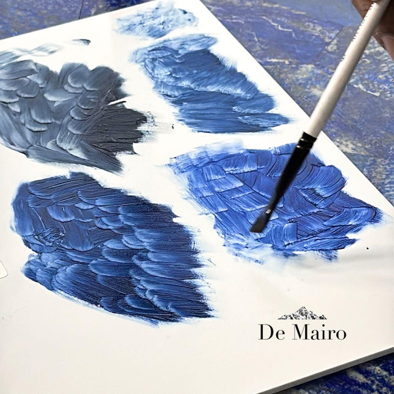 Lapis Lazuli Oil Paint set Swatches in Charcoal Blue, Azure Blue, and Ultramarine Blue oil paints.