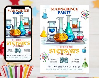 Girl Science Birthday Invitation: Editable Canva Template (Digital Download)