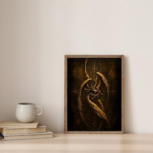 Canvas Wall Art, Golden Seraph Eye, Multicolor Framed Print, Home Decor, Angelic Eye Artwork, Spiritual Gift