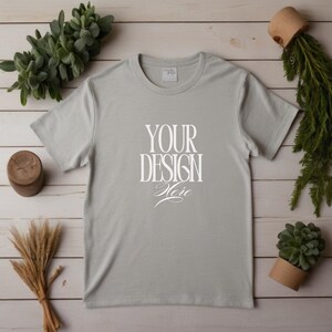 Bella Canvas 3001 Athletic Heather Shirt Mockup | 3001 Gray T-shirt Mockup | Real Model Mock | Trendy Cozy Summer Fall Boho Aesthetic Tshirt