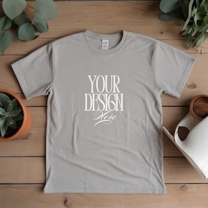 Bella Canvas 3001 Athletic Heather Shirt Mockup | 3001 Gray T-shirt Mockup | Real Model Mock | Trendy Cozy Summer Fall Boho Aesthetic Tshirt
