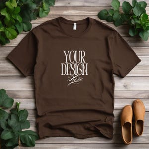 Brown Boho Tshirt Mockup Brown Bella Canvas Shirt Mockup 3001 Tshirt Mock Up Stock Photo Tee SVG Mockup Sublimation JPG Digital Download