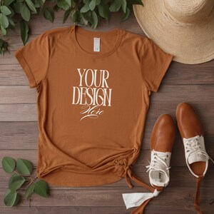 Bella Canvas 3001 Autumn Shirt Mockup | BC 3001 Dark Orange T-shirt Mockup | Real Model Mock | Trendy Cozy Summer Fall Boho Aesthetic Tshirt