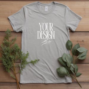 Bella Canvas 3001 Athletic Heather Shirt Mockup | 3001 Gray T-shirt Mockup | Real Model Mock | Trendy Cozy Summer Fall Boho Aesthetic Tshirt