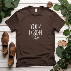 Brown Boho Tshirt Mockup Brown Bella Canvas Shirt Mockup 3001 Tshirt Mock Up Stock Photo Tee SVG Mockup Sublimation JPG Digital Download