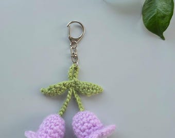 Crochet Lily of the Valley Keychain | Handmade Amigurumi Flower Charm
