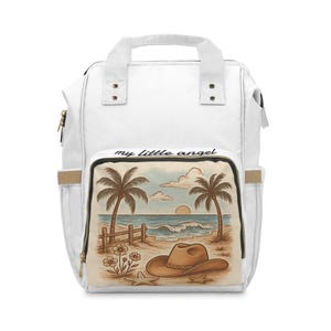 Multifunctionele luierrugzak met strandthema, draagzak, zomerreizen, babybenodigdheden, cadeau voor kersverse ouders