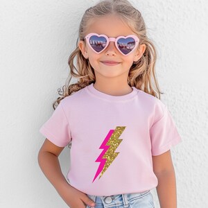 Lightning Bolt T-Shirt for Kids Trendy Glitter Lightning Thunder Youth Tee Kids Sparkly Flash Shirt Kids Lightning Lover T Shirt