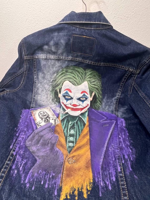 Hand-painted Joker Levi's Denim Jacket, Wearable Art - Etsy