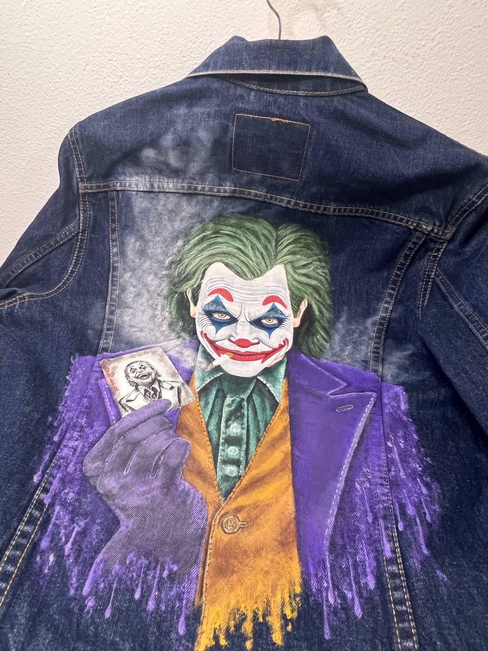 手描き デニムジャケット 一点物 ハンドペイント 古着　joker ジョーカー Hand-painted Joker Levi's Denim Jacket, Wearable Art - Etsy