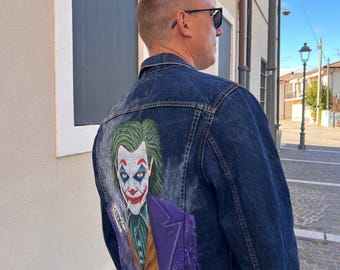 Hand-painted Joker Levi's Denim Jacket, Wearable Art - Etsy