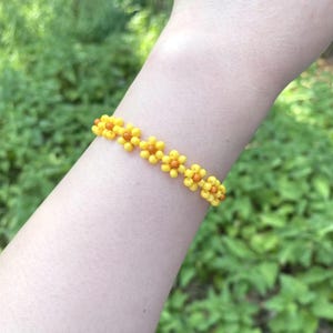 Beaded Flower Bracelet | Yellow Sunflower Bracelet｜Handmade｜Floral bracelet｜Gift for Her｜Birthday Gift｜Friendship Bracelet