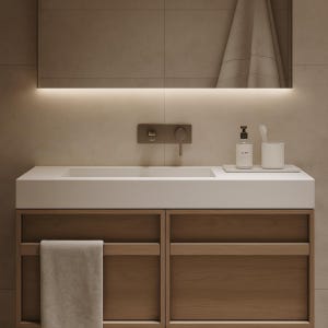 Floating Walnut Vanity – Custom 30–80&quot; Wall-Mounted Bathroom Cabinet with Inner Drawers & Swing Doors, Natural Wood Veneer