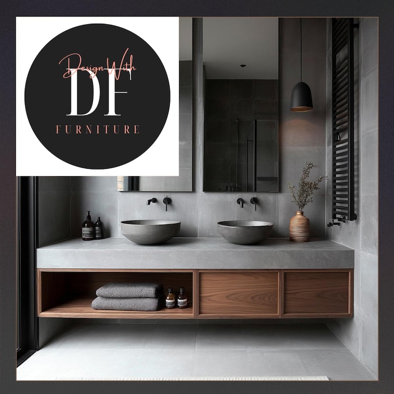 Walnut Floating Bathroom Vanity: Modern Minimalist Wall-mounted Sink ...