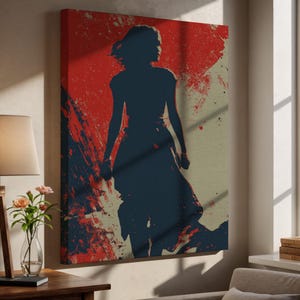 Abstract Woman Canvas Art: Red & Black Silhouette, Modern Home Decor