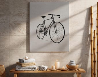 Impresión en lienzo de arte lineal de bicicleta minimalista, decoración moderna para el hogar