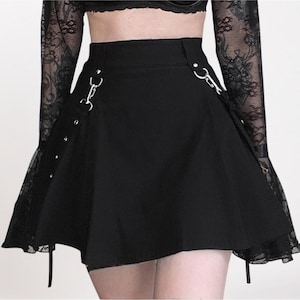 Gothic Black Maxi Skirt, Layered Lace Witchy High Waist Skirt, Alternative Fashion