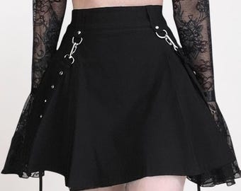 Gothic Black Maxi Skirt, Layered Lace Witchy High Waist Skirt, Alternative Fashion