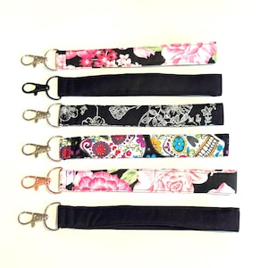 Dark Romance Fabric Wristlet Keychains – Handmade Key Lanyards with Snap Hook for Key Fob