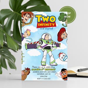 Editable Two infinity and Beyond Birthday invitation | Toy Story Birthday Invitation Editable Buzz Jessie Invite Personalized Birthday Evite