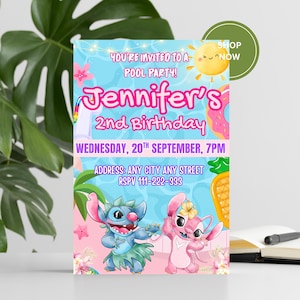 Custom Editable Stitch Invitation, Lilo And Stitch Birthday Invite Printable Stitch Party Template, Stitch Birthday Girl Canva Edit
