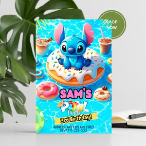 Editable Stitch Invitation Stitch Birthday Pool Invite Lilo & Stitch Party Invite Template Stitch Digitally Download Printable Pool Birthday