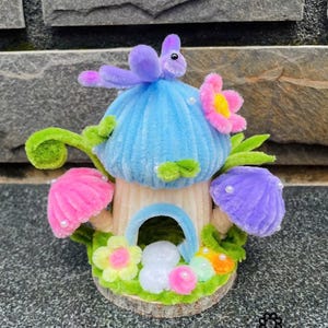 Glowing Fairy House, Handmade Miniature Cottage, Woodland Night Light, Mushroom Lamp/Fairy Mushroom House Clipart, Enchanted Forest/ Gifts