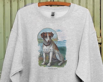 Vintage dog sweatshirt, Good boy sweatshirt, Antique dog print, Mommy and me sweatshirt