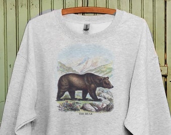 Vintage Brown Bear sweatshirt, bear sweatshirt, Antique bear print, Mommy and me sweatshirt