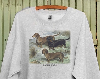 Vintage Dachshund, sudadera Dachshund, impresión de arte Dachshund, amante de Dachshund, sudadera de mamá y yo