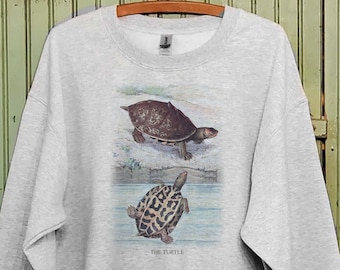 Vintage Turtle Sweatshirt, Turtle t-shirt, Turtle art print, Turtle vintage ephemera