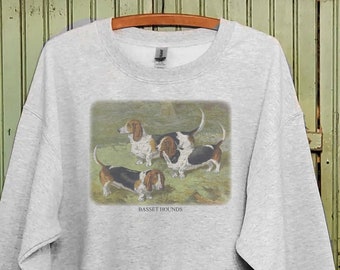 Vintage Basset Hound lover sweatshirt, Basset Hound sweatshirt, Basset Hound art print, Basset Hound gift ,Daddy and me sweatshirt