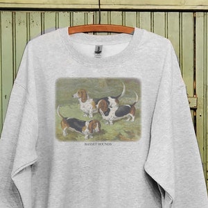 Vintage Basset Hound lover sweatshirt, Basset Hound sweatshirt, Basset Hound art print, Basset Hound gift ,Daddy and me sweatshirt