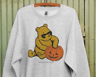 Vintage Pooh Bear Halloween sweatshirt, Altered illustration Pooh 1926, Winnie the Boo, Pooh bear pumpkin shirt