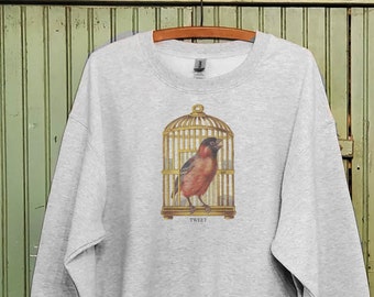 Vintage Birdcage sweatshirt, Bird lithograph, Mommy and me sweatshirt