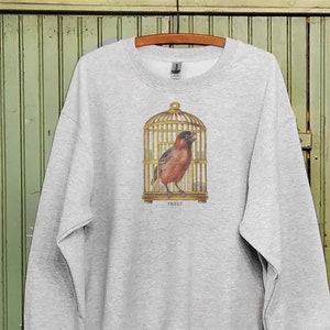 Vintage Birdcage sweatshirt, Bird lithograph, Mommy and me sweatshirt Bild 1