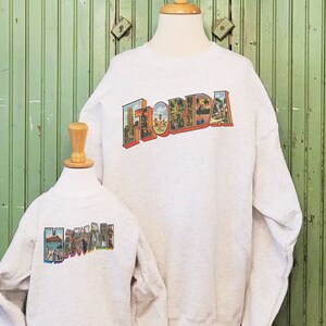 Vintage Florida sweatshirt, Greetings from California sweatshirt, Vintage postcard State sweatshirt, Pick your State, image 2