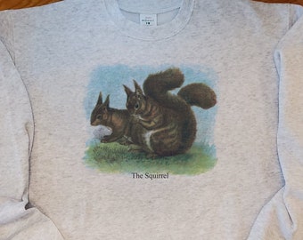 Vintage Squirrel, Squirrel sweatshirt, Squirrel lithograph