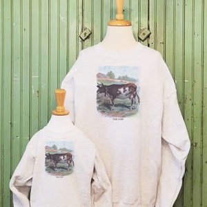 Vintage cow, Cow sweatshirt, Cow art print, Cow farm ,Mommy and me sweatshirt