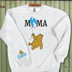 Mama bear Shirt,Winnie the pooh mama/papa bear,Name on sleeve shirt image 1