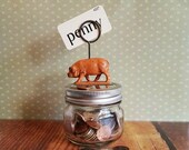 Piggy Bank,Antique rubber pig, Penny flashcard