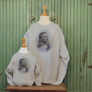 Vintage Jesus, Religious sweatshirt, Love like Jesus, Pray sweatshirt, Antique Jesus print, Jesus sweatshirt image 3