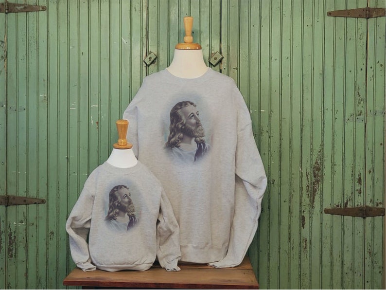 Vintage Jesus, Religious sweatshirt, Love like Jesus, Pray sweatshirt, Antique Jesus print, Jesus sweatshirt image 3