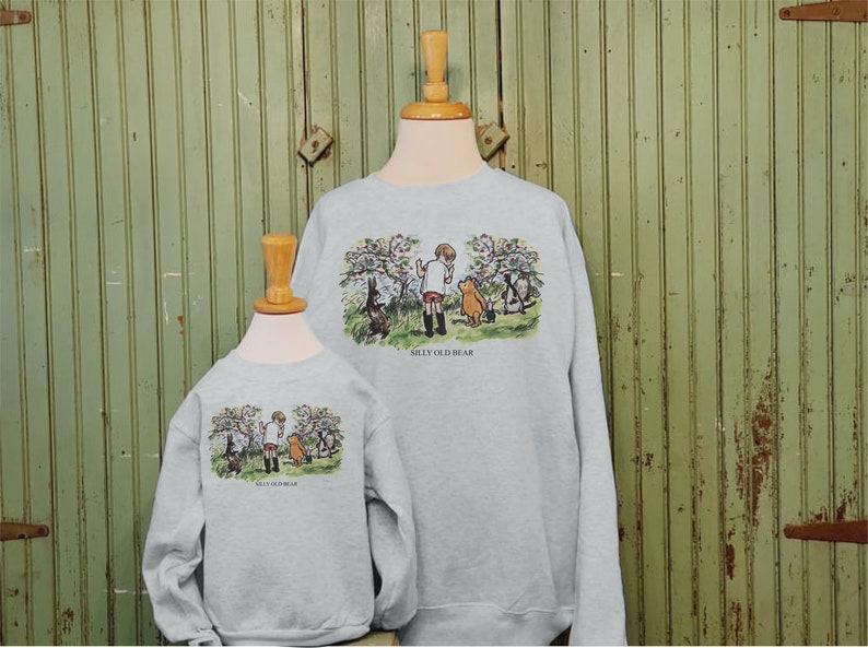 Vintage Pooh Bear sweatshirt or T-shirt, Altered illustration Pooh 1926, Grey sweatshirt or T-shirt image 3