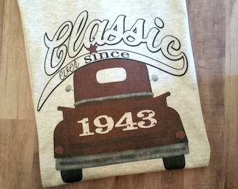 Birthday year tshirt, Birthday shirt, Red truck shirt, Classic car shirt