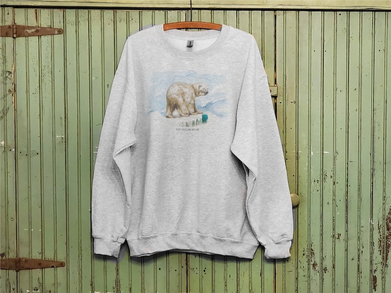 Vintage Polar Bear sweatshirt or T shirt, Santa train ride sweatshirt, Antique Polar bear print, Mommy and me sweatshirt image 1