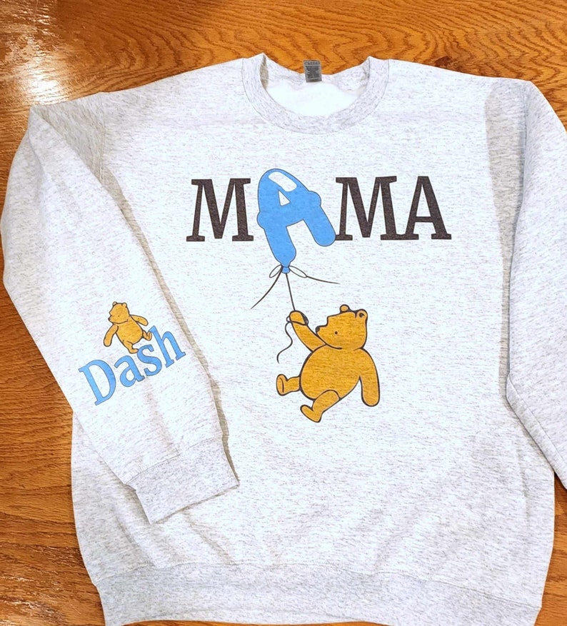 Mama bear Shirt,Winnie the pooh mama/papa bear,Name on sleeve shirt image 5