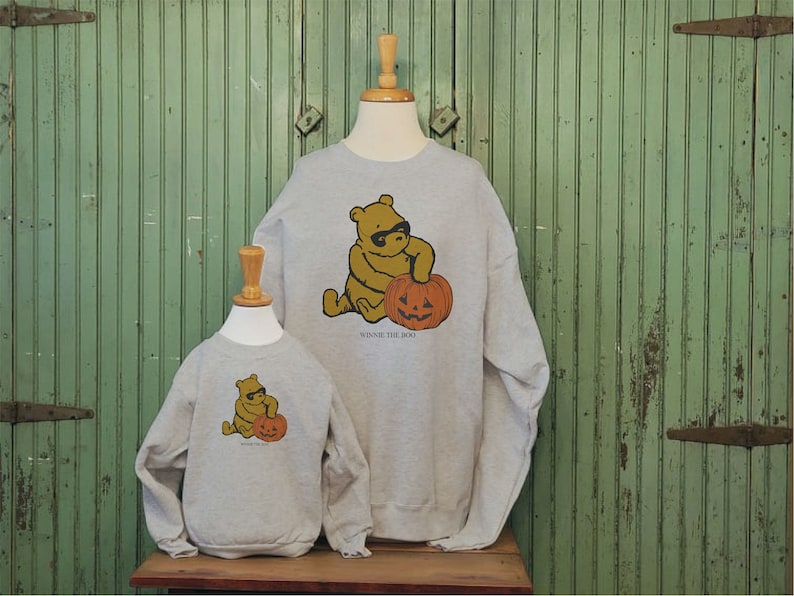 Vintage Pooh Bear Halloween sweatshirt, Altered illustration Pooh 1926, Winnie the Boo, Pooh bear pumpkin shirt image 2