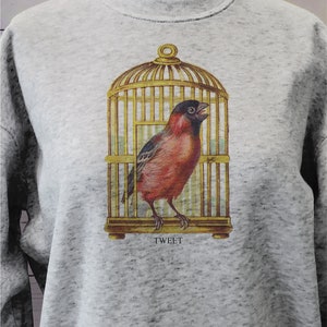 Vintage Birdcage sweatshirt, Bird lithograph, Mommy and me sweatshirt Bild 2